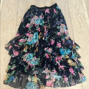 Zimmermann Black and Pink Tiered Bubble Maxi Skirt